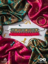 Nirmoka- The Pink Sky- Mirrors, Resham and Lace Embroidered Choker Necklace