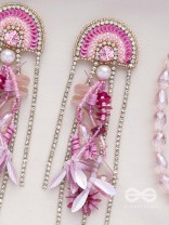 Saraṇyu-The Splendid Spring - Stones and Sequins Embroidered Statement Earrings