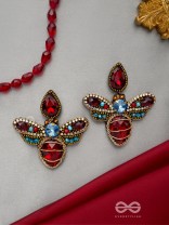 Prabhakita- The Dazzling Firefly- Stones and Glass Beads Embroidered Statement Earrings