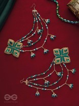 Vapraa - The Spring Garden - Beads, Stones And Resham Hand Embroidered Chain Earrings