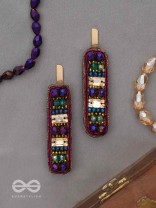 Amaanta- The Night Sky- Stones and Glass Beads Embroidered Hair Clips