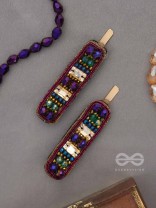 Amaanta- The Night Sky- Stones and Glass Beads Embroidered Hair Clips
