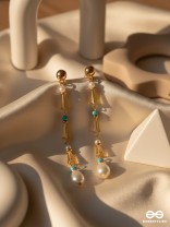 The Drooping Bells- Golden Embellished Earrings
