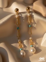 The Drooping Bells- Golden Embellished Earrings