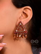 Chaitya- The Cryptic Pyramid- Stones, Glass Drops and Beads Embroidered Stud Earrings