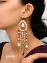 The Splashy Torrent - Golden Embellished Earrings