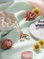 The Rainbow Colors- Golden Embellished Necklace With Anti-Tarnish Coating