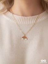 The Rainbow Colors- Golden Embellished Necklace With Anti-Tarnish Coating