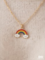 The Rainbow Colors- Golden Embellished Necklace With Anti-Tarnish Coating