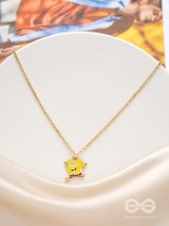 The Sprinting Spongebob- Golden Embellished Necklace With Anti-Tarnish Coating 