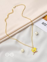 The Sprinting Spongebob- Golden Embellished Necklace With Anti-Tarnish Coating 