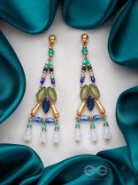 The Blue Lagoon- Golden Embellished Earrings
