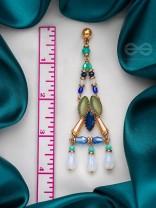 The Blue Lagoon- Golden Embellished Earrings
