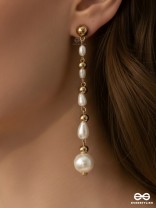 The Pearlescent Drops - Golden Pearls Earrings