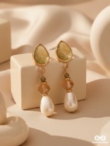 The Misty Leaf- Golden Embellished Earrings