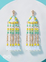 The Gushing Waterfall- Golden Embellished Earrings