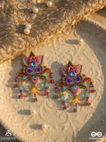 Karnika- The Lovely Lotus- Stones, Sequins and Resham Embroidered Statement Earrings