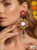 Rashmivat - The Golden Sun - Mirrors, Resham And Beads Hand Embroidered Earrings