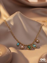 The Shining Stars- Golden Embellished Necklace With Anti-Tarnish Coating 