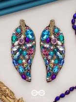 Parnila- The Lovely Leaf- Stones, Sequins and Glass Beads Embroidered Stud Earrings