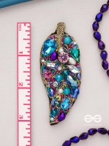 Parnila- The Lovely Leaf- Stones, Sequins and Glass Beads Embroidered Stud Earrings