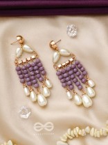 The Violet Paradise- Golden Embellished Pearl Earrings