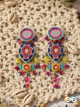 Odyaman - The Vibrant Rainfall - Beads, Resham And Mirrors Hand Embroidered Earrings