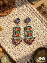 Shalya - The Adorned Arrow - Mirrors, Beads And Resham Hand Embroidered Earrings