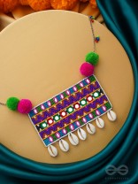 Aastarana - The Stunning Tapestry - Mirrors, Resham And Shells Hand Embroidered Statement Neckpiece