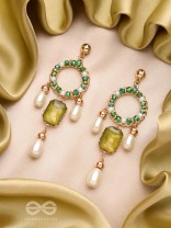The Jade Mirror- Golden Pearl Earrings