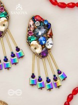 Akshipta - The Beach Treasures - Stones And Beads Hand Embroidered Earrings