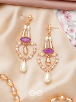 The Pearly Lilypad- Golden Embellished Earrings