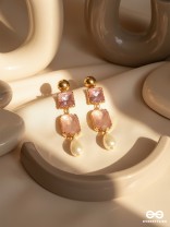 The Lady's Slipper Orchid- Golden Pearl Earrings