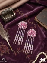 Srautika- The Pearl Shell - Pearls, Stones and Sequins Embroidered Earrings