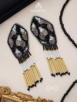 Dhyama - The Black Beauty - Cutdana And Beads Hand Embroidered Earrings