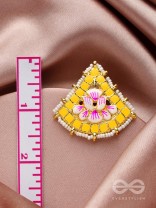 The Lotus Temple- Enamelled Statement Stud Earrings(Cadmium Yellow) 