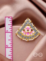 The Lotus Temple- Enamelled Statement Stud Earrings(Fossil Gray)