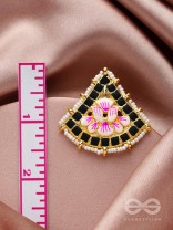 The Lotus Temple- Enamelled Statement Stud Earrings(Midnight Black)