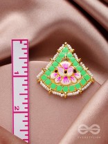 The Lotus Temple- Enamelled Statement Stud Earrings(Lime Green)