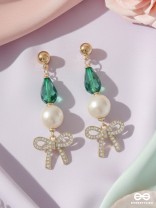 The Bow Bling- Golden Pearl Earrings