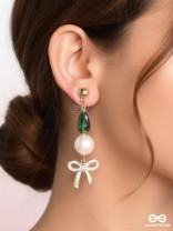 The Bow Bling- Golden Pearl Earrings