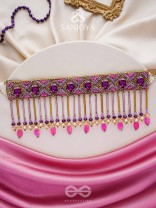 Aavsati- The Night Sky- Stones and Glass Beads Embroidered Choker Necklace 