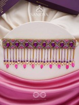 Aavsati- The Night Sky- Stones and Glass Beads Embroidered Choker Necklace 