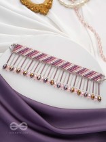 Plaksha - The Tulip Garden - Beads, Cutdana And Glass Drops Hand Embroidered Choker Neckpiece