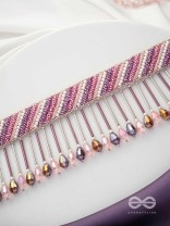 Plaksha - The Tulip Garden - Beads, Cutdana And Glass Drops Hand Embroidered Choker Neckpiece