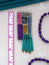 Srava- The Vibrant Waterfall- Beads and Bugle Glass Pipes Embroidered Earrings