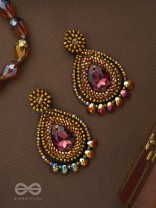 Kritaka- The Copper Charm- Stones and Glass Beads Embroidered Earrings