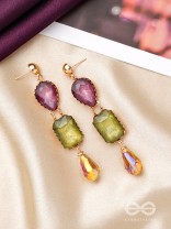 The Chromatic Rain- Golden Embellished Earrings