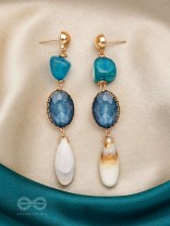 The Sapphire Hues- Golden Embellished Earrings