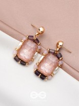 The Pink Peony- Golden Embellished Earrings